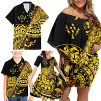 Kosrae Liberation Day Family Matching Off Shoulder Short Dress and Hawaiian Shirt Polynesian Floral Tattoo LT05 - Polynesian Pride