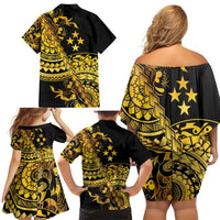 Kosrae Liberation Day Family Matching Off Shoulder Short Dress and Hawaiian Shirt Polynesian Floral Tattoo LT05 - Polynesian Pride