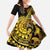 Kosrae Liberation Day Family Matching Short Sleeve Bodycon Dress and Hawaiian Shirt Polynesian Floral Tattoo - Polynesian Pride