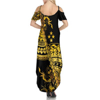 Kosrae Liberation Day Family Matching Summer Maxi Dress and Hawaiian Shirt Polynesian Floral Tattoo LT05 - Polynesian Pride
