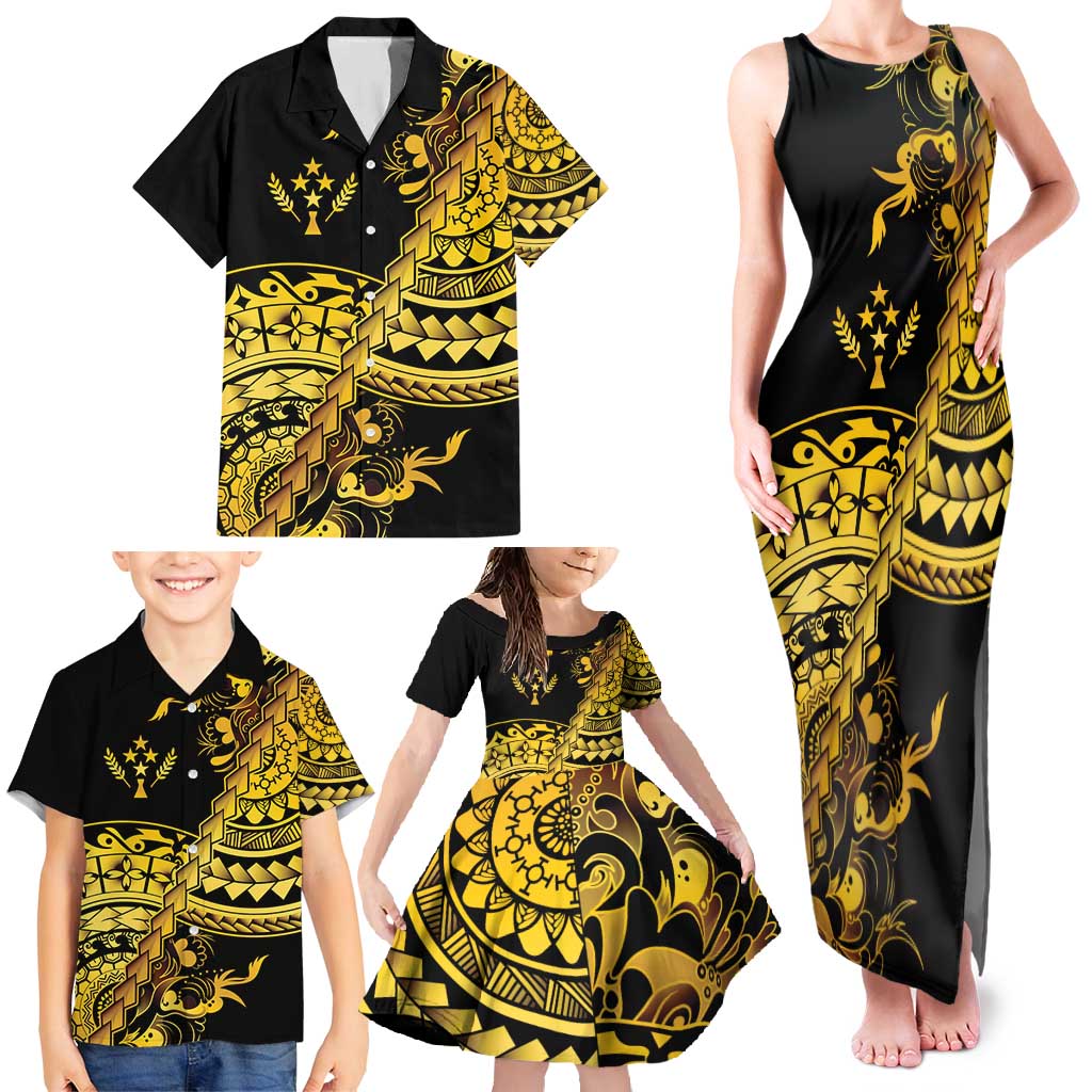 Kosrae Liberation Day Family Matching Tank Maxi Dress and Hawaiian Shirt Polynesian Floral Tattoo LT05 - Polynesian Pride