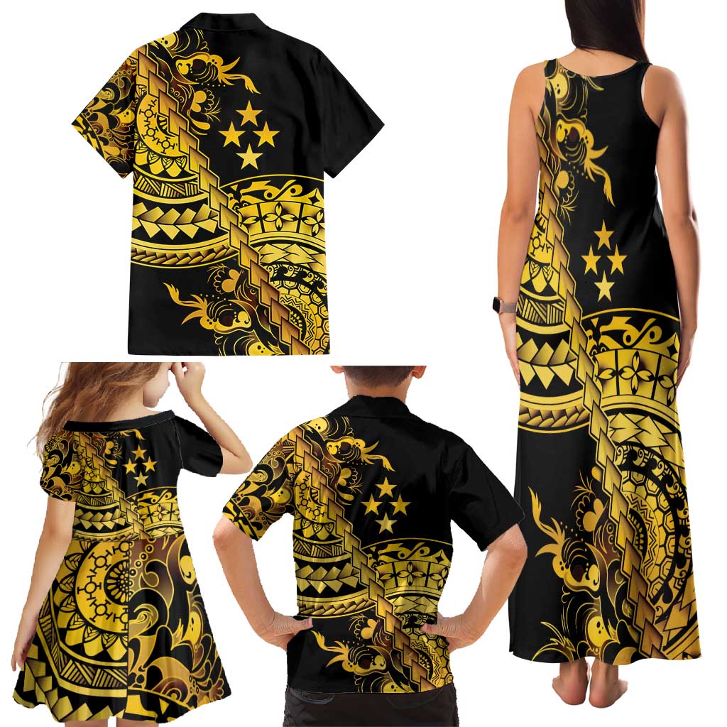Kosrae Liberation Day Family Matching Tank Maxi Dress and Hawaiian Shirt Polynesian Floral Tattoo LT05 - Polynesian Pride
