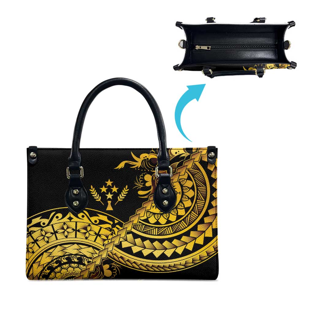 Kosrae Liberation Day Leather Bag Polynesian Floral Tattoo - Polynesian Pride