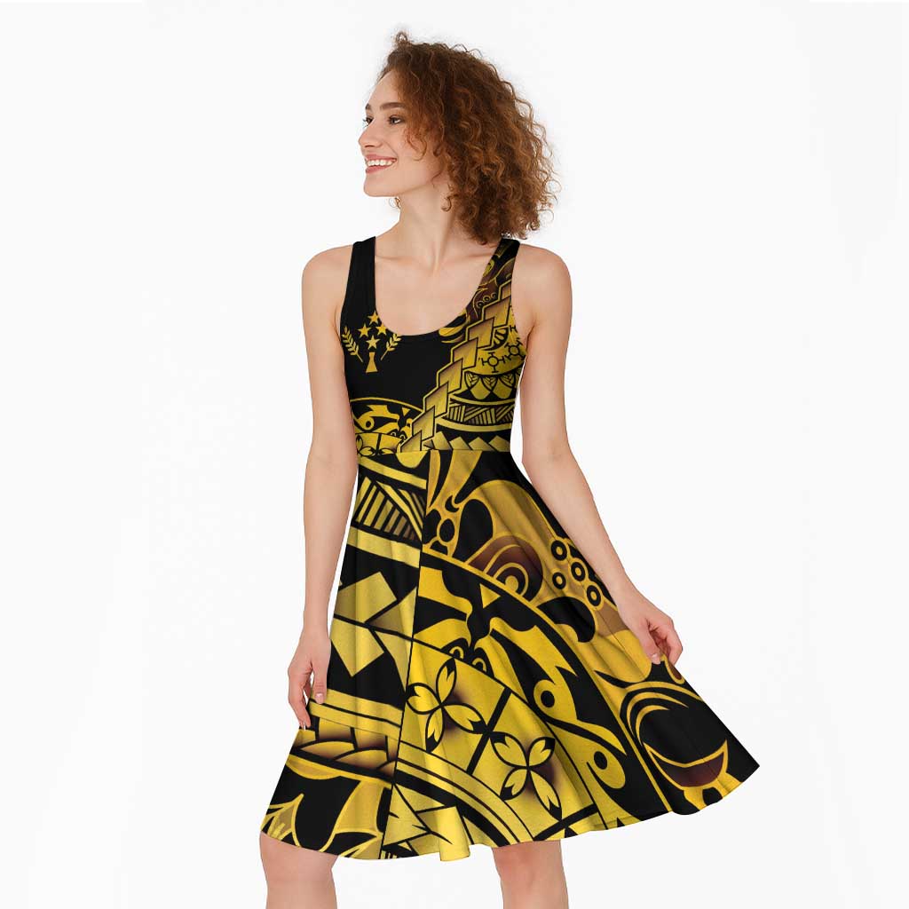 Kosrae Liberation Day Midi Dress Polynesian Floral Tattoo - Polynesian Pride