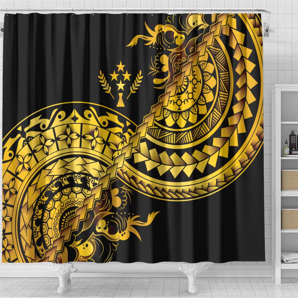Kosrae Liberation Day Shower Curtain Polynesian Floral Tattoo - Polynesian Pride