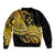 Kosrae Liberation Day Sleeve Zip Bomber Jacket Polynesian Floral Tattoo - Polynesian Pride