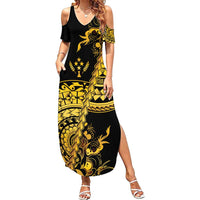 Kosrae Liberation Day Summer Maxi Dress Polynesian Floral Tattoo - Polynesian Pride