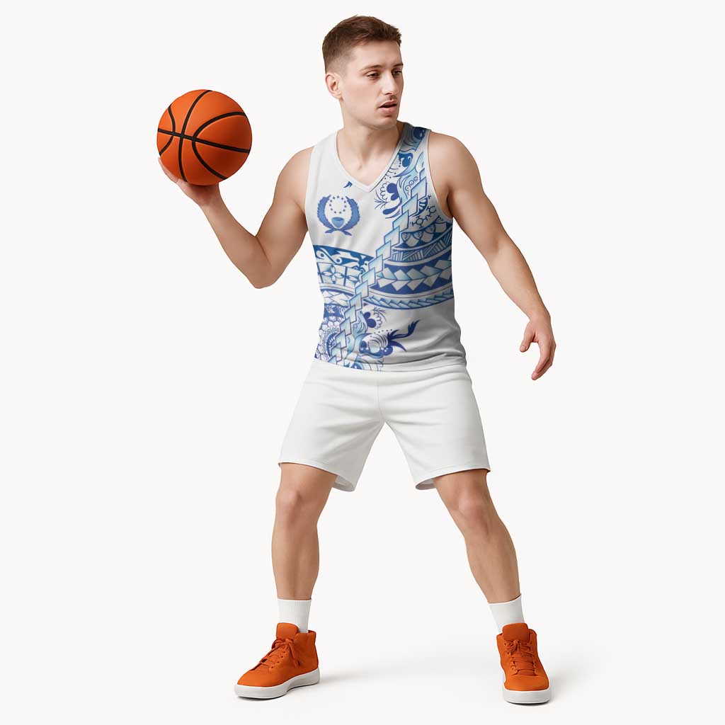 Pohnpei Liberation Day Basketball Jersey Polynesian Floral Tattoo - Polynesian Pride