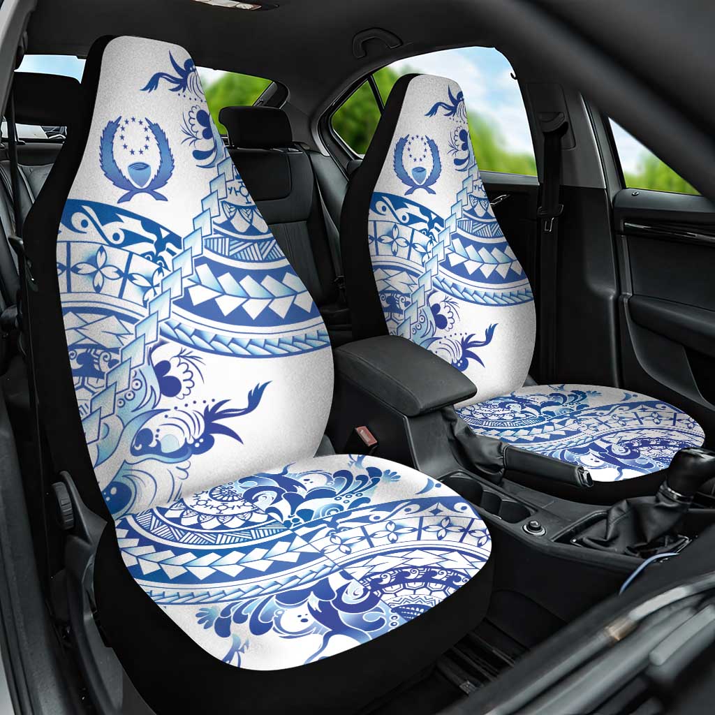 Pohnpei Liberation Day Car Seat Cover Polynesian Floral Tattoo - Polynesian Pride