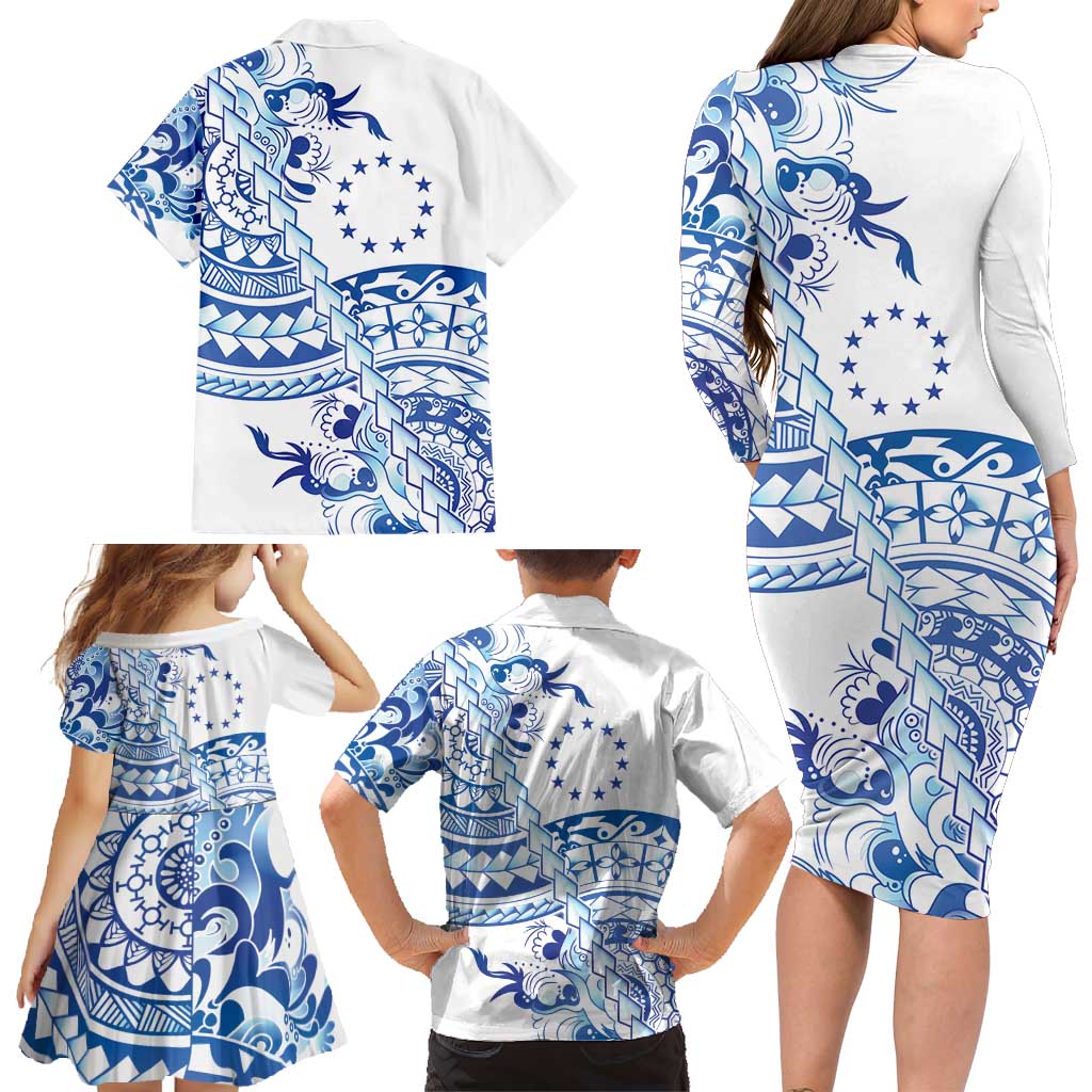 Pohnpei Liberation Day Family Matching Long Sleeve Bodycon Dress and Hawaiian Shirt Polynesian Floral Tattoo LT05 - Polynesian Pride