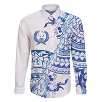 Pohnpei Liberation Day Family Matching Long Sleeve Bodycon Dress and Hawaiian Shirt Polynesian Floral Tattoo LT05 Dad's Shirt - Long Sleeve White - Polynesian Pride