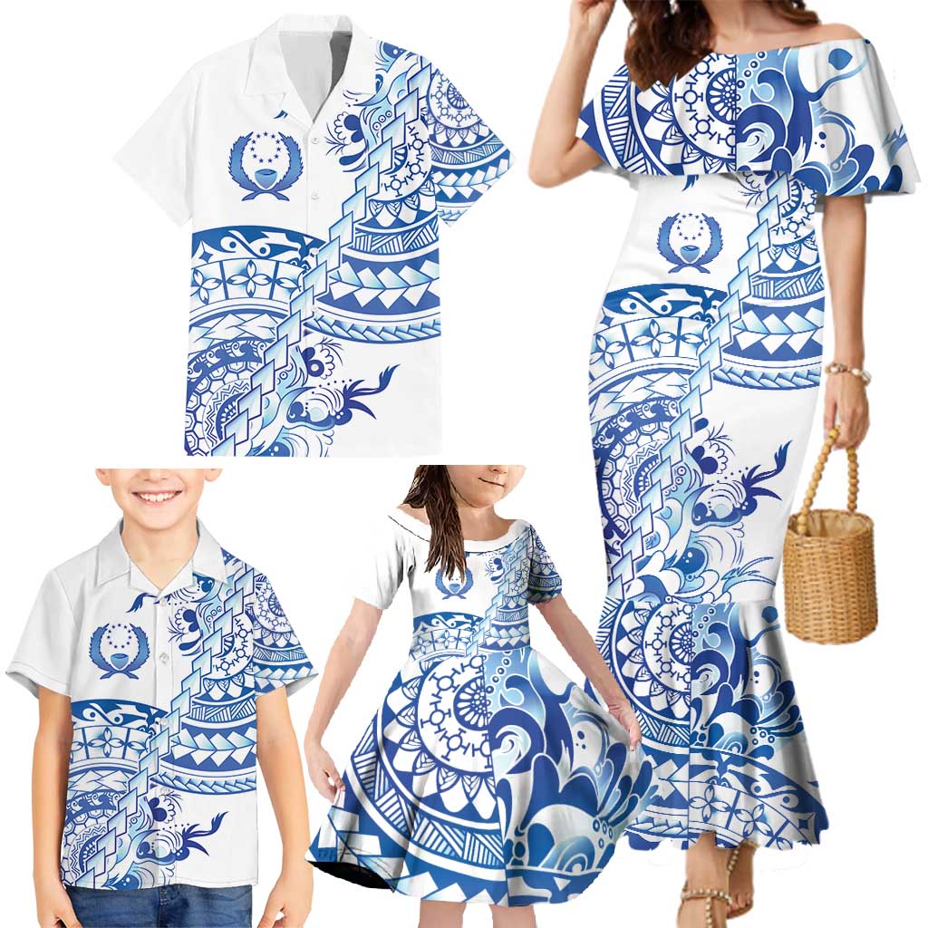 Pohnpei Liberation Day Family Matching Mermaid Dress and Hawaiian Shirt Polynesian Floral Tattoo LT05 - Polynesian Pride