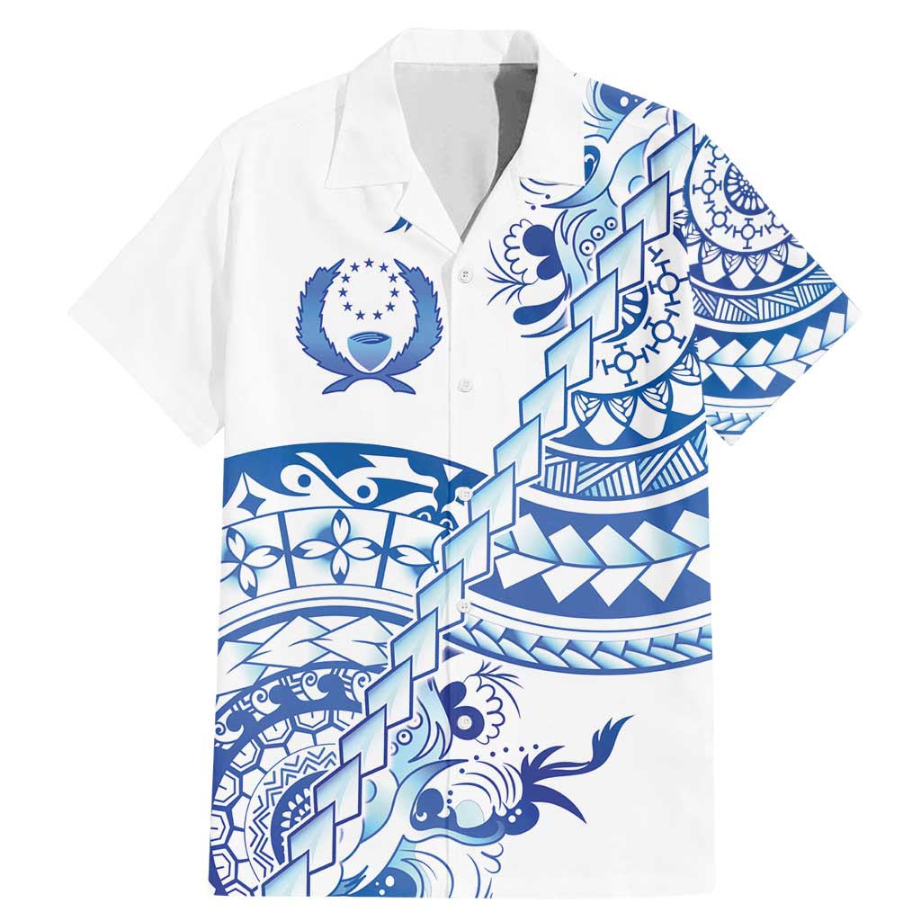 Pohnpei Liberation Day Family Matching Mermaid Dress and Hawaiian Shirt Polynesian Floral Tattoo LT05 Dad's Shirt - Short Sleeve White - Polynesian Pride