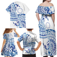 Pohnpei Liberation Day Family Matching Off Shoulder Maxi Dress and Hawaiian Shirt Polynesian Floral Tattoo LT05 - Polynesian Pride