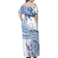 Pohnpei Liberation Day Family Matching Off Shoulder Maxi Dress and Hawaiian Shirt Polynesian Floral Tattoo LT05 - Polynesian Pride