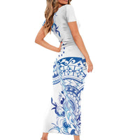 Pohnpei Liberation Day Family Matching Short Sleeve Bodycon Dress and Hawaiian Shirt Polynesian Floral Tattoo LT05 - Polynesian Pride