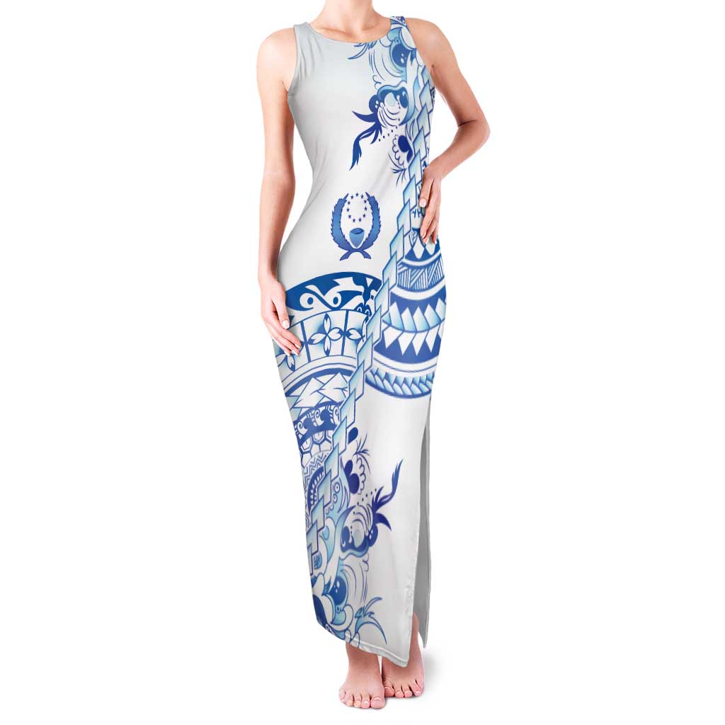 Pohnpei Liberation Day Family Matching Tank Maxi Dress and Hawaiian Shirt Polynesian Floral Tattoo LT05 Mom's Dress White - Polynesian Pride