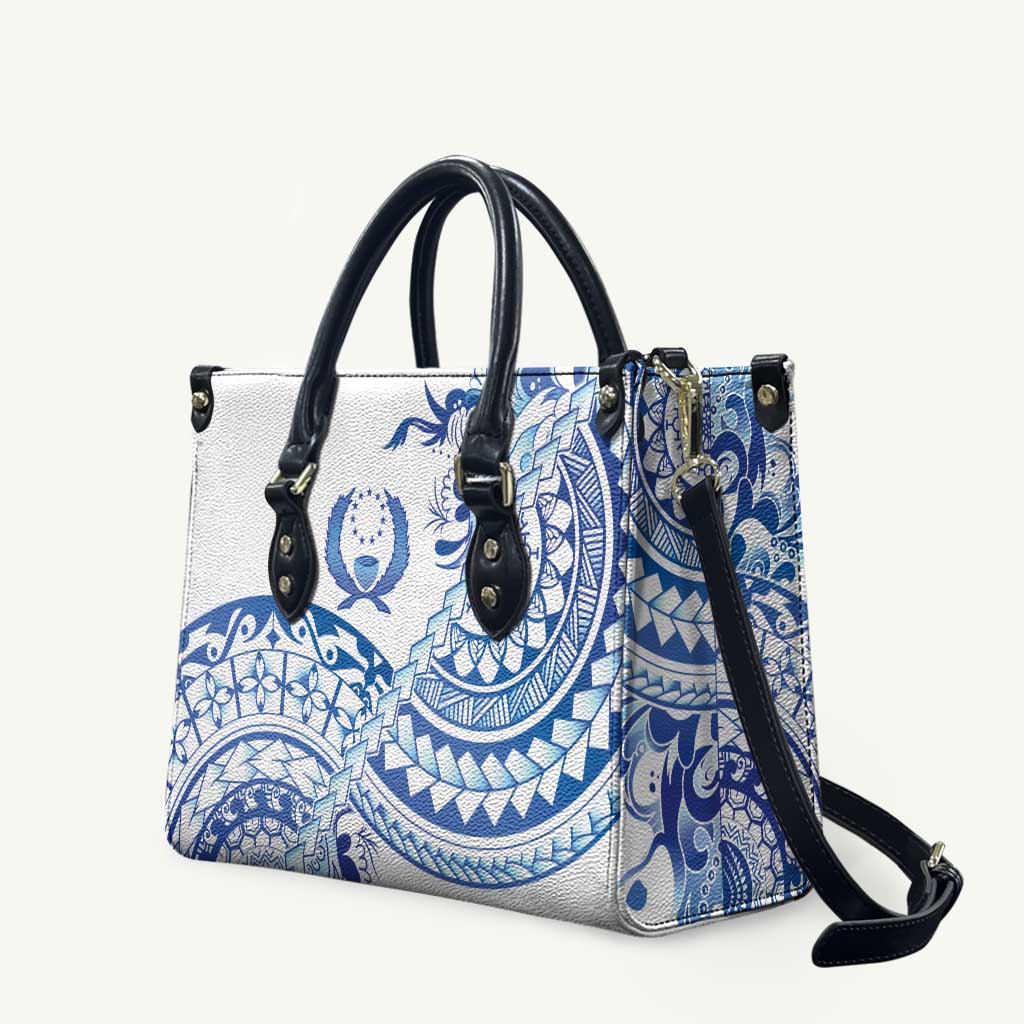 Pohnpei Liberation Day Leather Bag Polynesian Floral Tattoo - Polynesian Pride