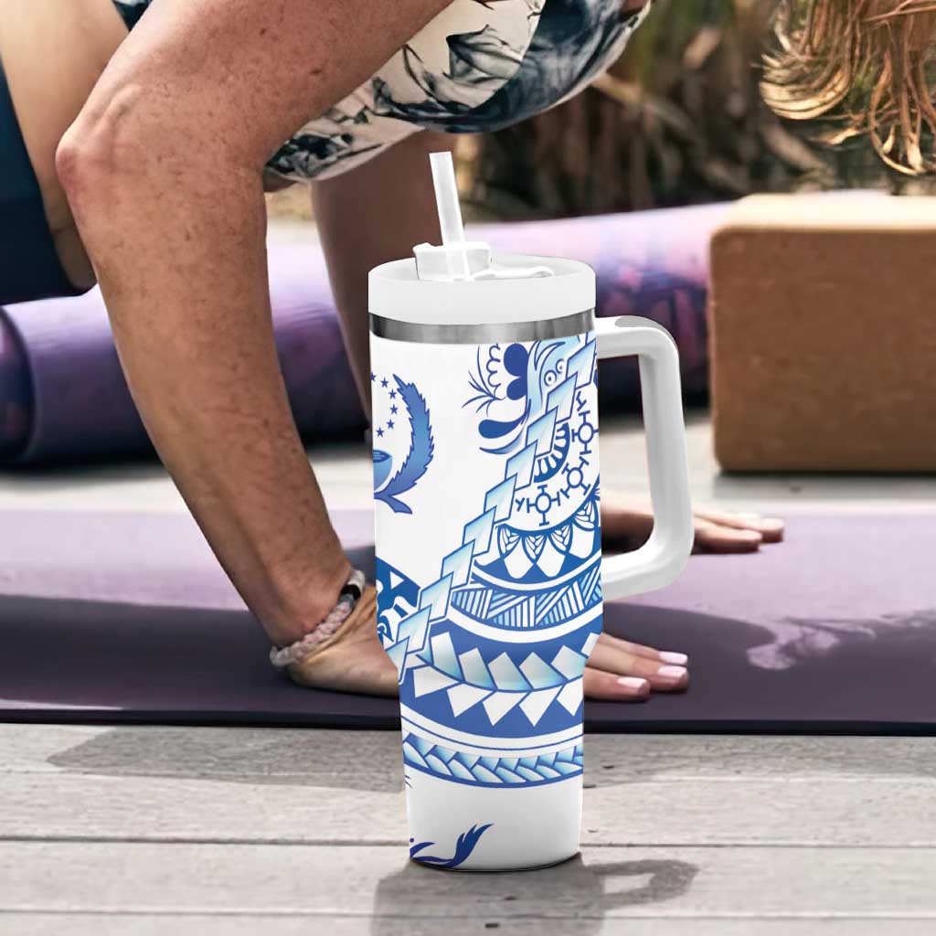 Pohnpei Liberation Day Tumbler With Handle Polynesian Floral Tattoo - Polynesian Pride
