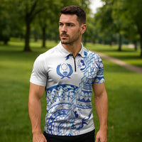 Pohnpei Liberation Day Zipper Polo Shirt Polynesian Floral Tattoo - Polynesian Pride