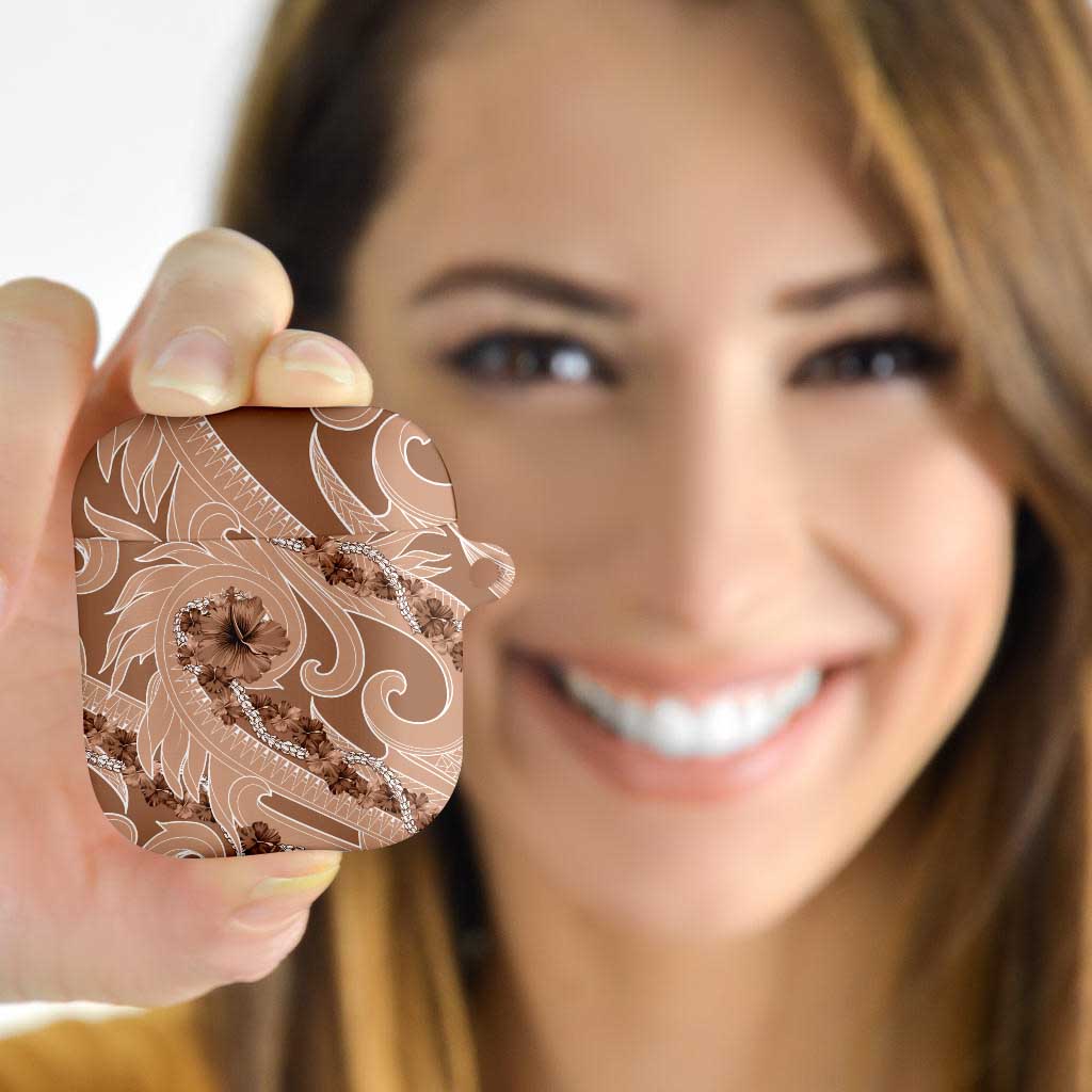 Hawaii Brown Hibiscus Pikake Lei AirPods Case - Polynesian Pride