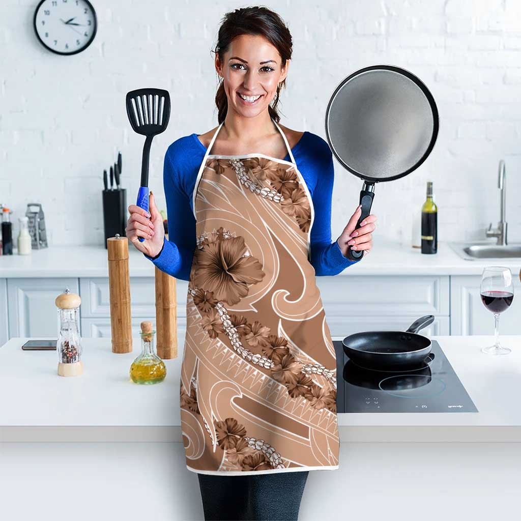 Hawaii Brown Hibiscus Pikake Lei Apron - Polynesian Pride