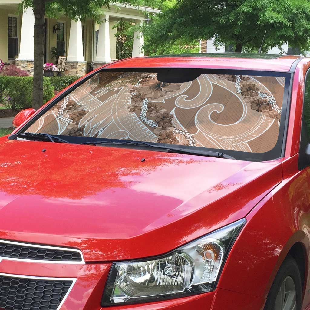 Hawaii Brown Hibiscus Pikake Lei Auto Sun Shade - Polynesian Pride
