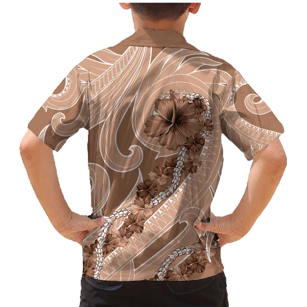 Hawaii Brown Hibiscus Pikake Lei Family Matching Mermaid Dress and Hawaiian Shirt LT05 - Polynesian Pride