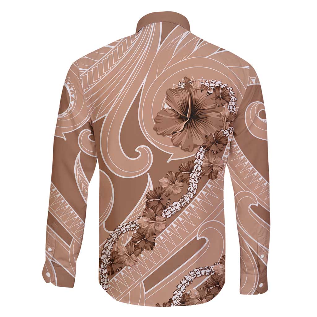 Hawaii Brown Hibiscus Pikake Lei Family Matching Mermaid Dress and Hawaiian Shirt LT05 - Polynesian Pride