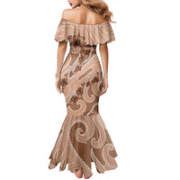 Hawaii Brown Hibiscus Pikake Lei Family Matching Mermaid Dress and Hawaiian Shirt LT05 - Polynesian Pride