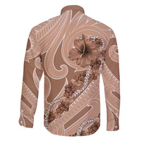Hawaii Brown Hibiscus Pikake Lei Family Matching Short Sleeve Bodycon Dress and Hawaiian Shirt LT05 - Polynesian Pride