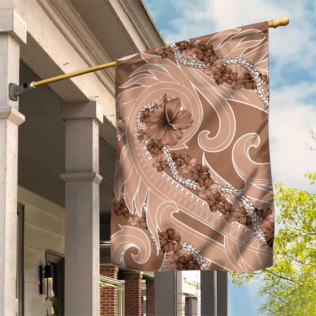 Hawaii Brown Hibiscus Pikake Lei Garden Flag - Polynesian Pride