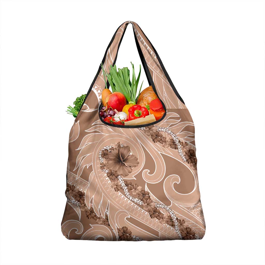 Hawaii Brown Hibiscus Pikake Lei Grocery Bag - Polynesian Pride