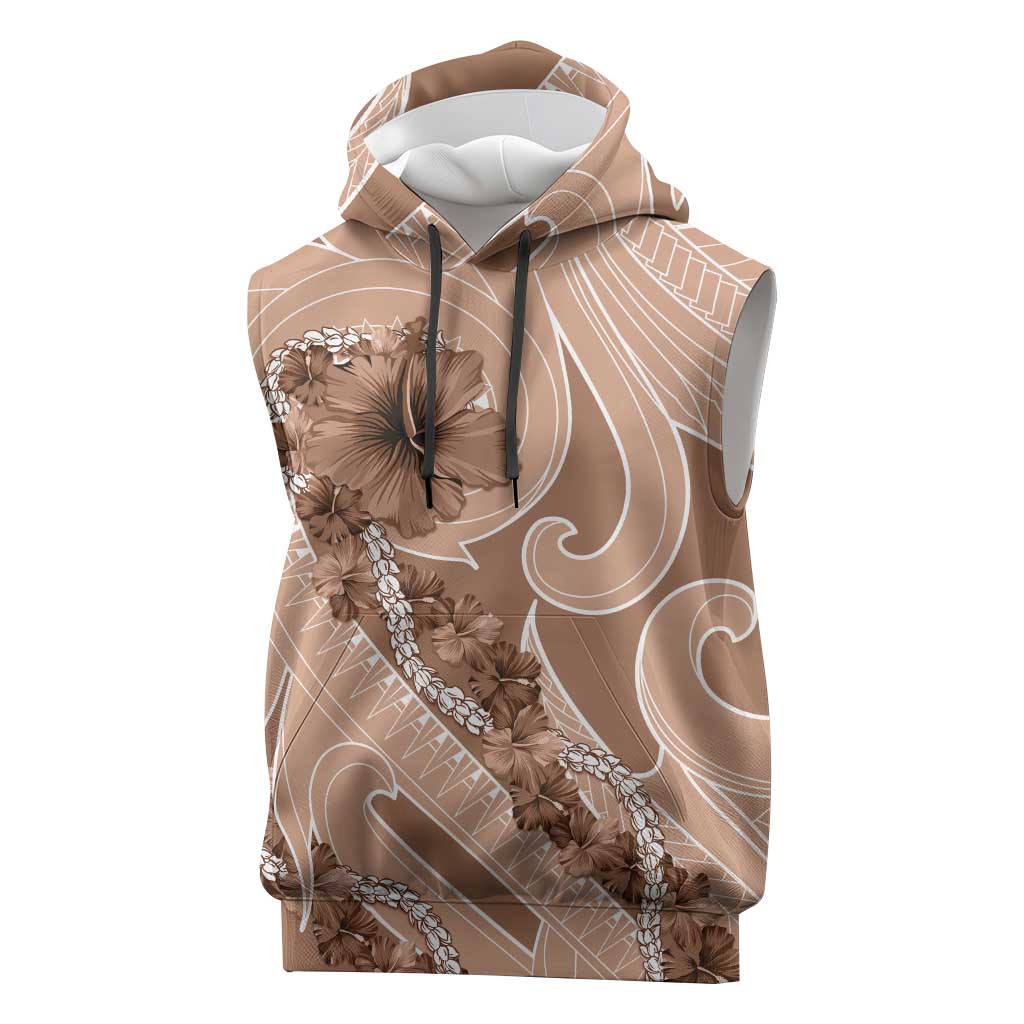 Hawaii Brown Hibiscus Pikake Lei Sleeveless Hoodie - Polynesian Pride