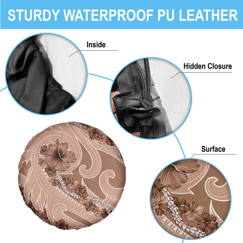 Hawaii Brown Hibiscus Pikake Lei Spare Tire Cover - Polynesian Pride
