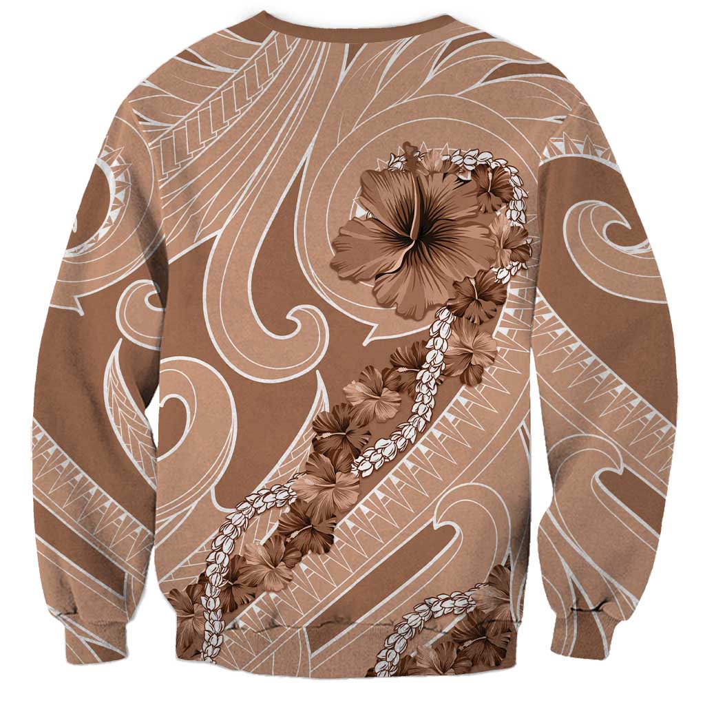 Hawaii Brown Hibiscus Pikake Lei Sweatshirt - Polynesian Pride