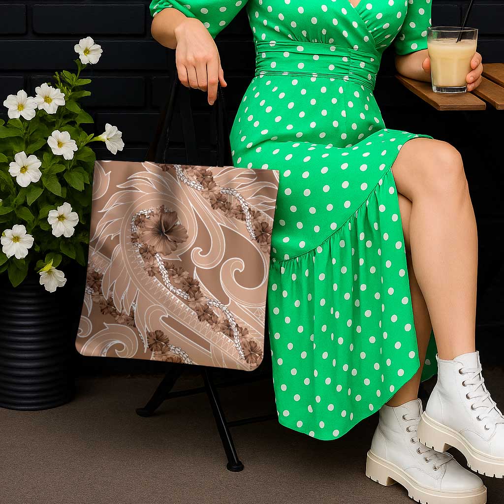 Hawaii Brown Hibiscus Pikake Lei Tote Bag - Polynesian Pride