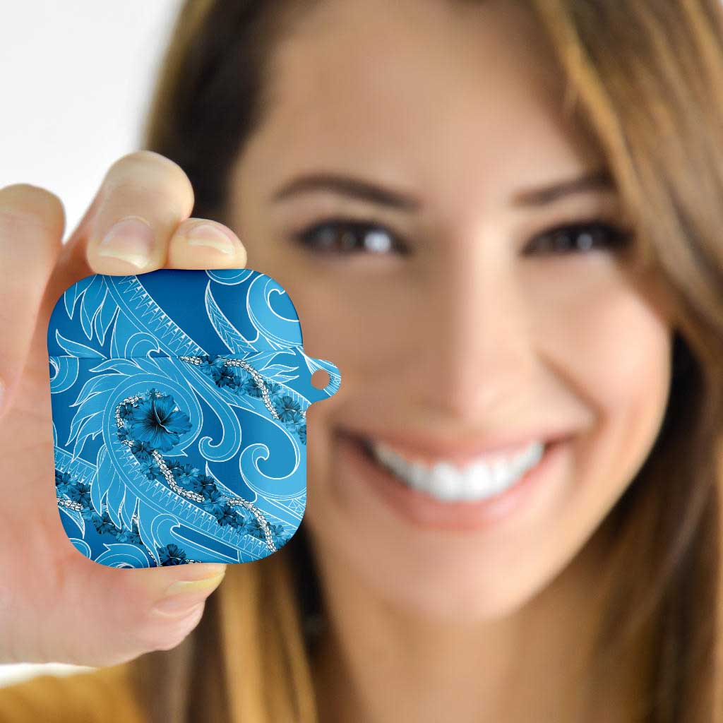 Hawaii Blue Hibiscus Pikake Lei AirPods Case - Polynesian Pride