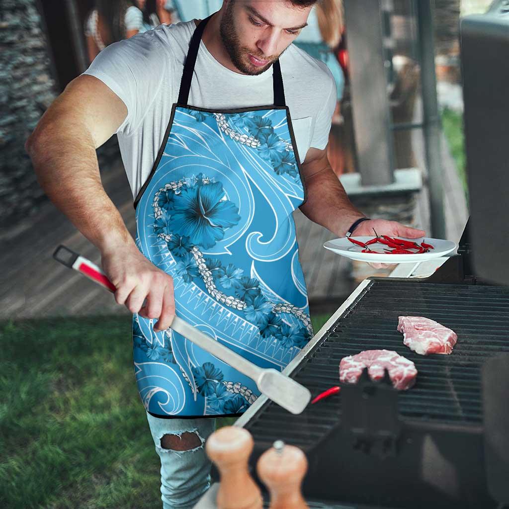 Hawaii Blue Hibiscus Pikake Lei Apron - Polynesian Pride
