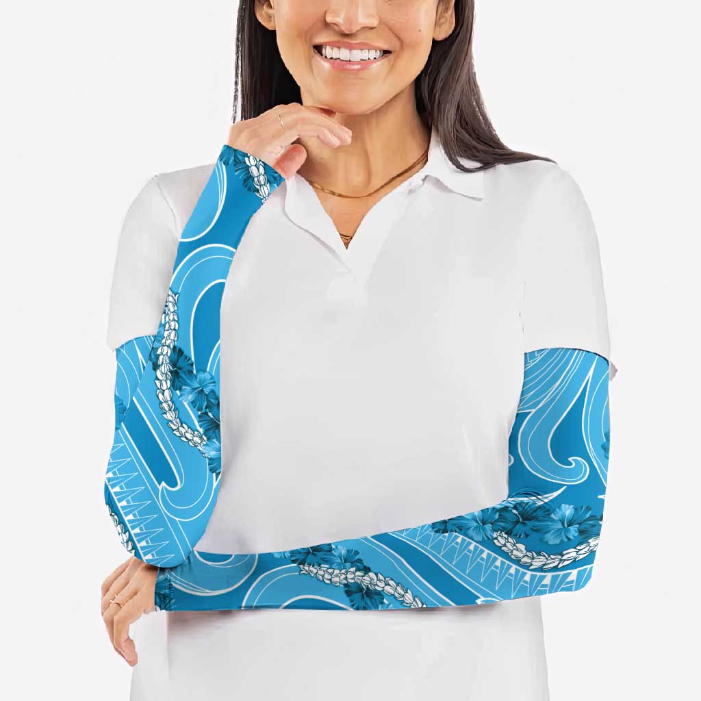 Hawaii Blue Hibiscus Pikake Lei Arm Sleeves - Polynesian Pride