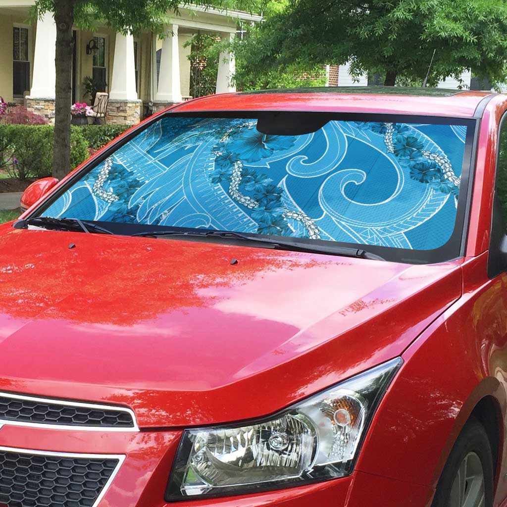 Hawaii Blue Hibiscus Pikake Lei Auto Sun Shade - Polynesian Pride