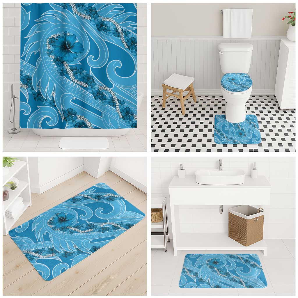 Hawaii Blue Hibiscus Pikake Lei Bathroom Set - Polynesian Pride