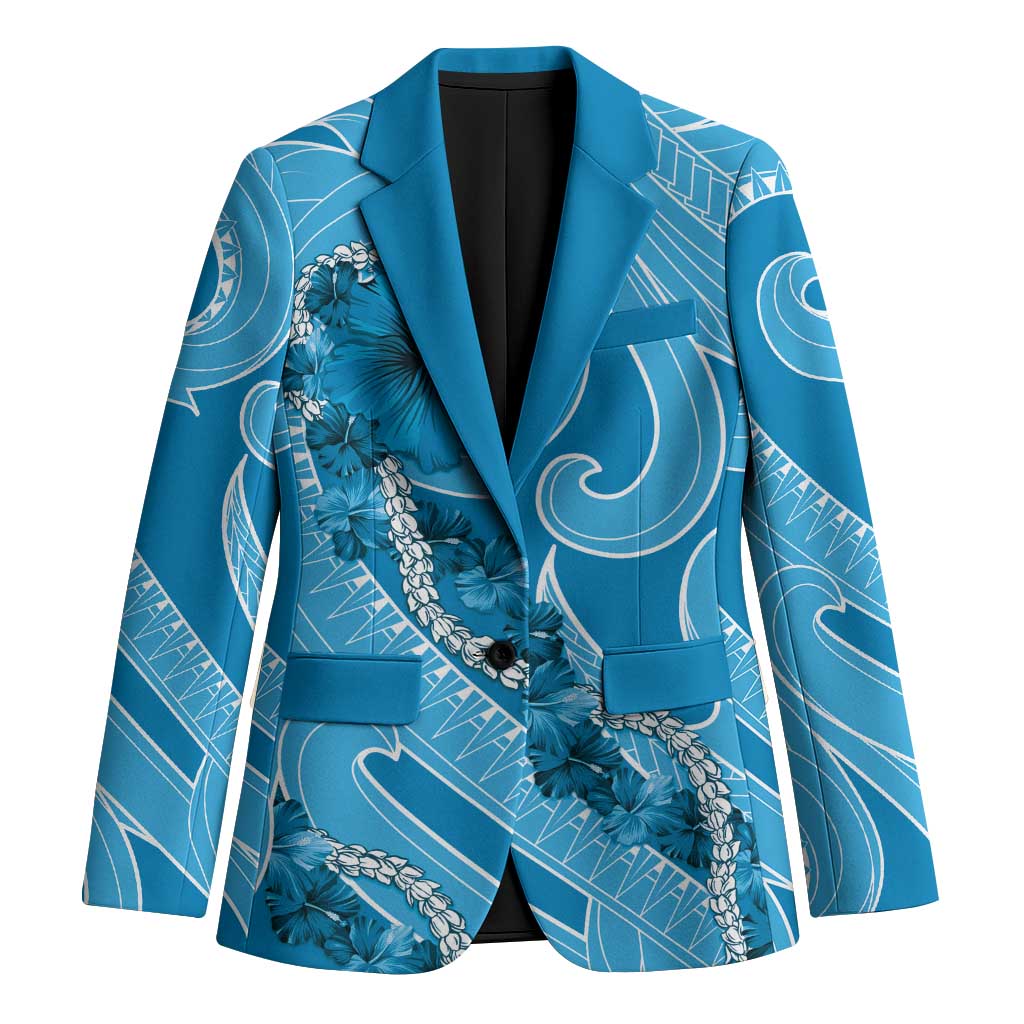 Hawaii Blue Hibiscus Pikake Lei Blazer - Polynesian Pride