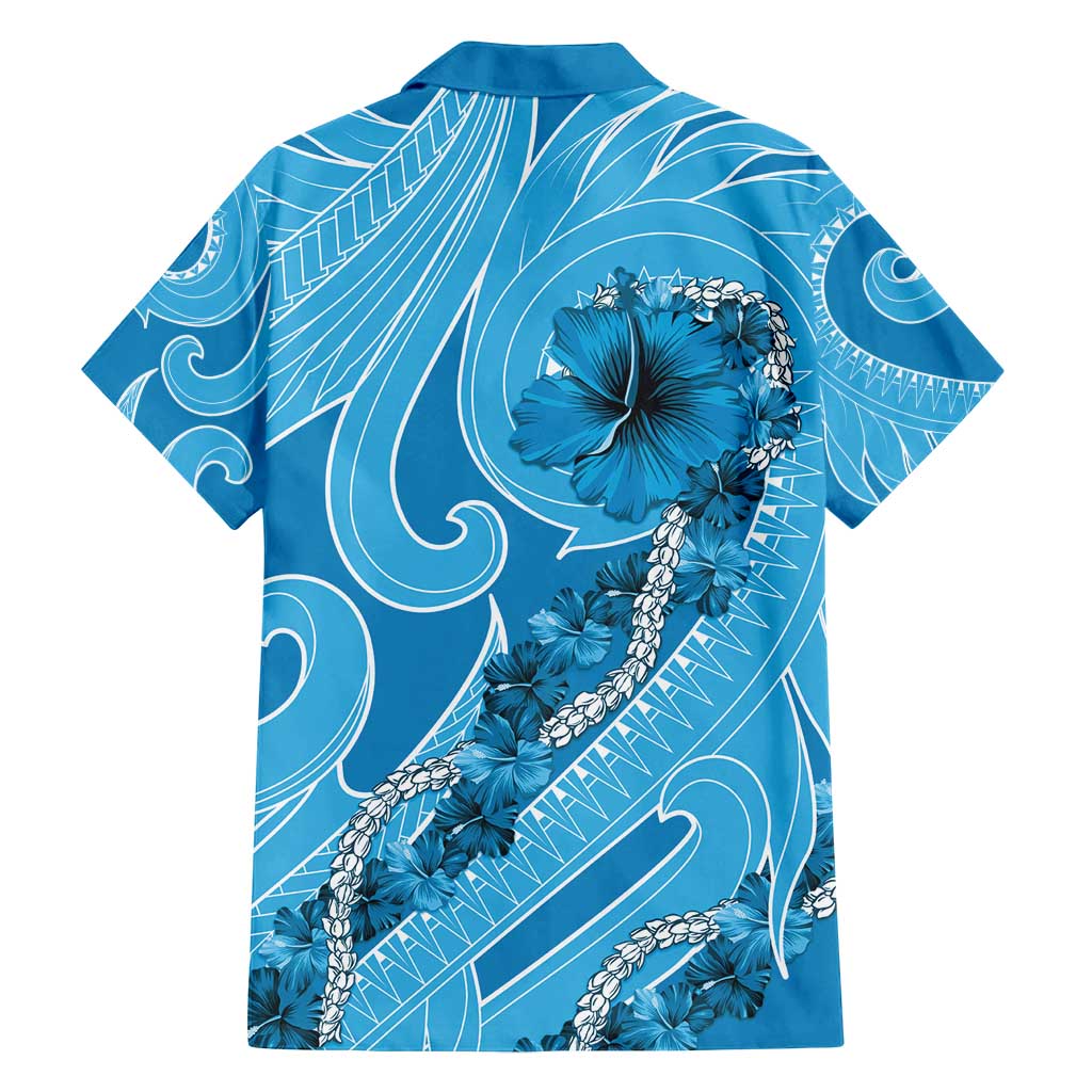 Hawaii Blue Hibiscus Pikake Lei Family Matching Puletasi and Hawaiian Shirt - Polynesian Pride