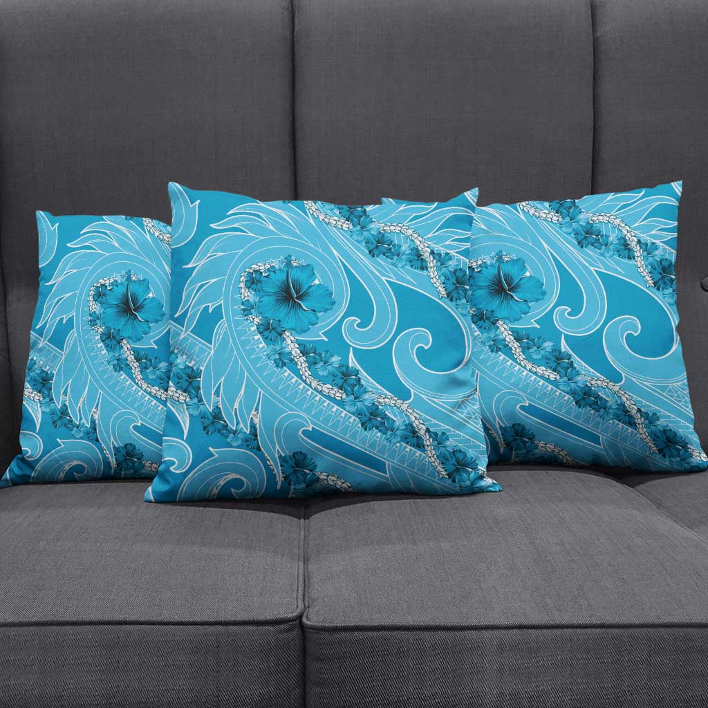 Hawaii Blue Hibiscus Pikake Lei Pillow Cover - Polynesian Pride