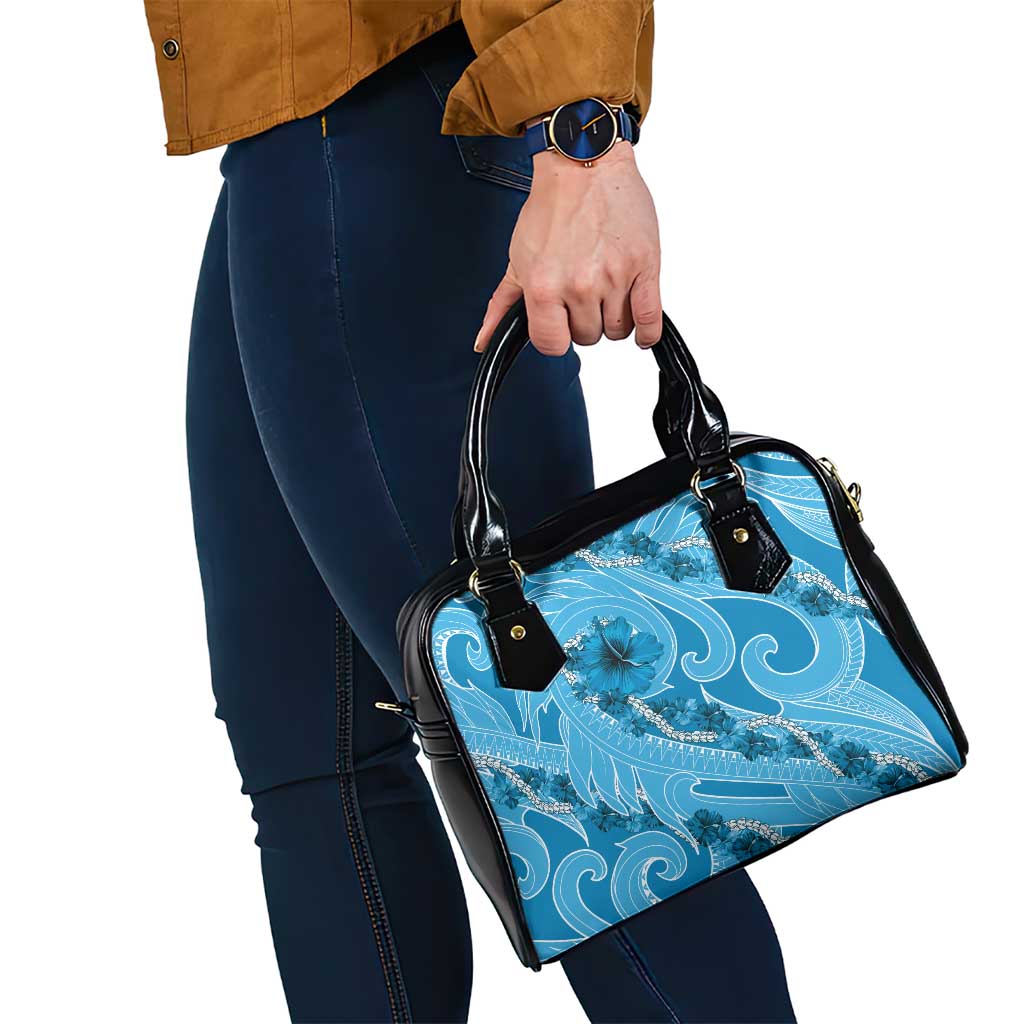 Hawaii Blue Hibiscus Pikake Lei Shoulder Handbag - Polynesian Pride