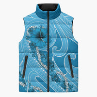 Hawaii Blue Hibiscus Pikake Lei Sleeveless Puffer Jacket - Polynesian Pride