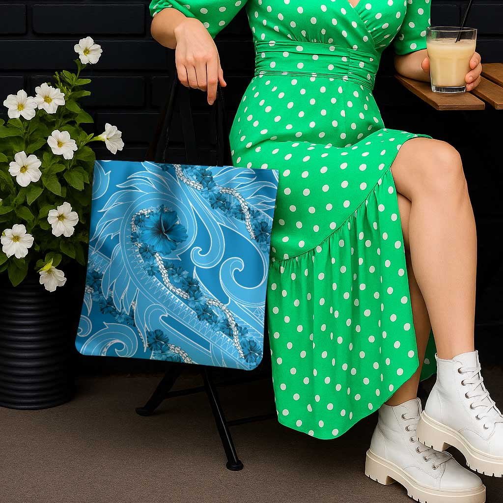 Hawaii Blue Hibiscus Pikake Lei Tote Bag - Polynesian Pride