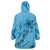 Hawaii Blue Hibiscus Pikake Lei Wearable Blanket Hoodie - Polynesian Pride