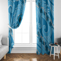 Hawaii Blue Hibiscus Pikake Lei Window Curtain - Polynesian Pride